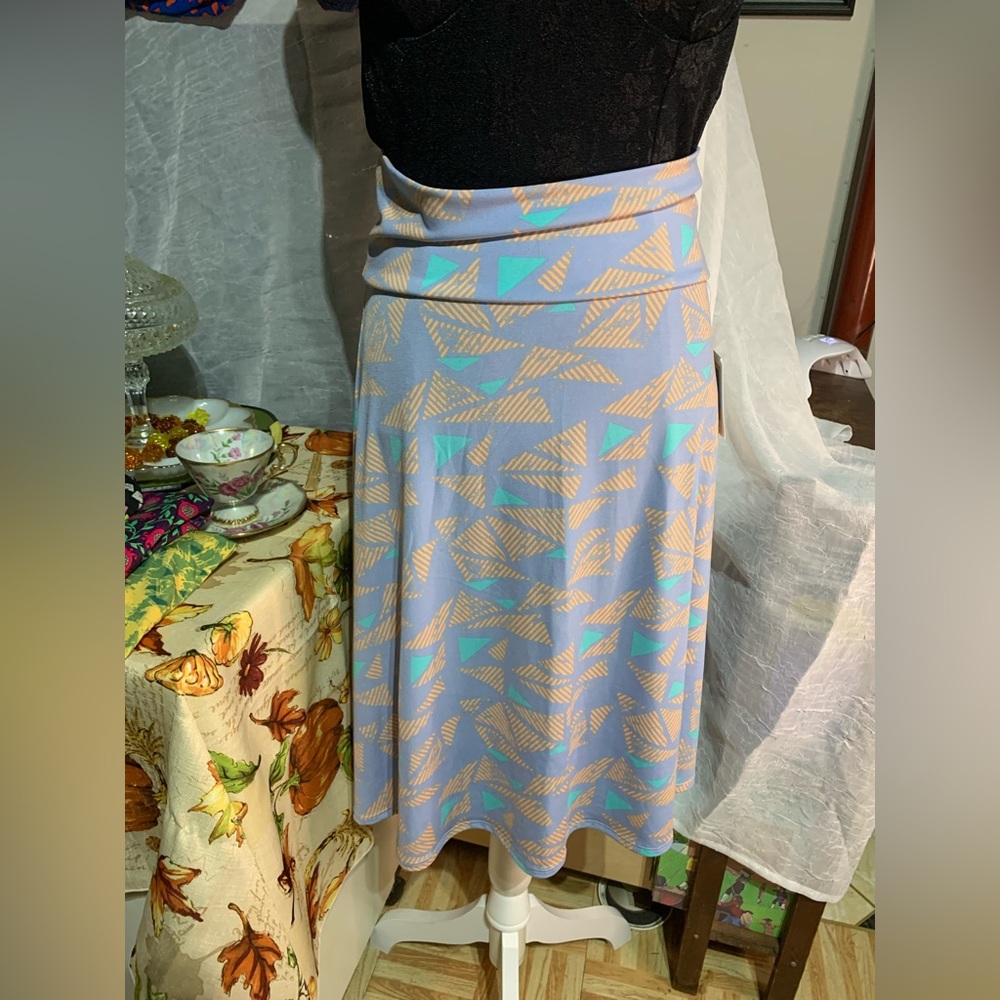 Lularoe Azure Blue Geometric Skirt